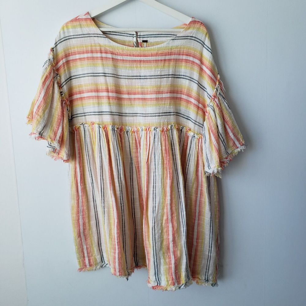 Free People Summer Nights Striped Dress in Yellow Mini size S